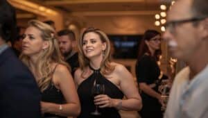 Glamorous guests at Oklahoma Glambot branded red carpet activation.